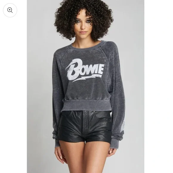 Recycled Karma BOWIE STRIKE CROPPED SWEATSHIRT NWOT - Picture 3 of 6